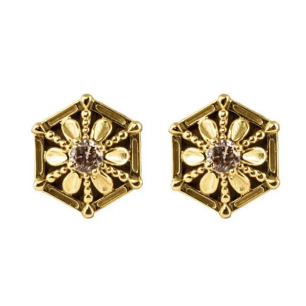 New Without Tags Konstantino 18k Gold Melissa Brown Diamond Earrings